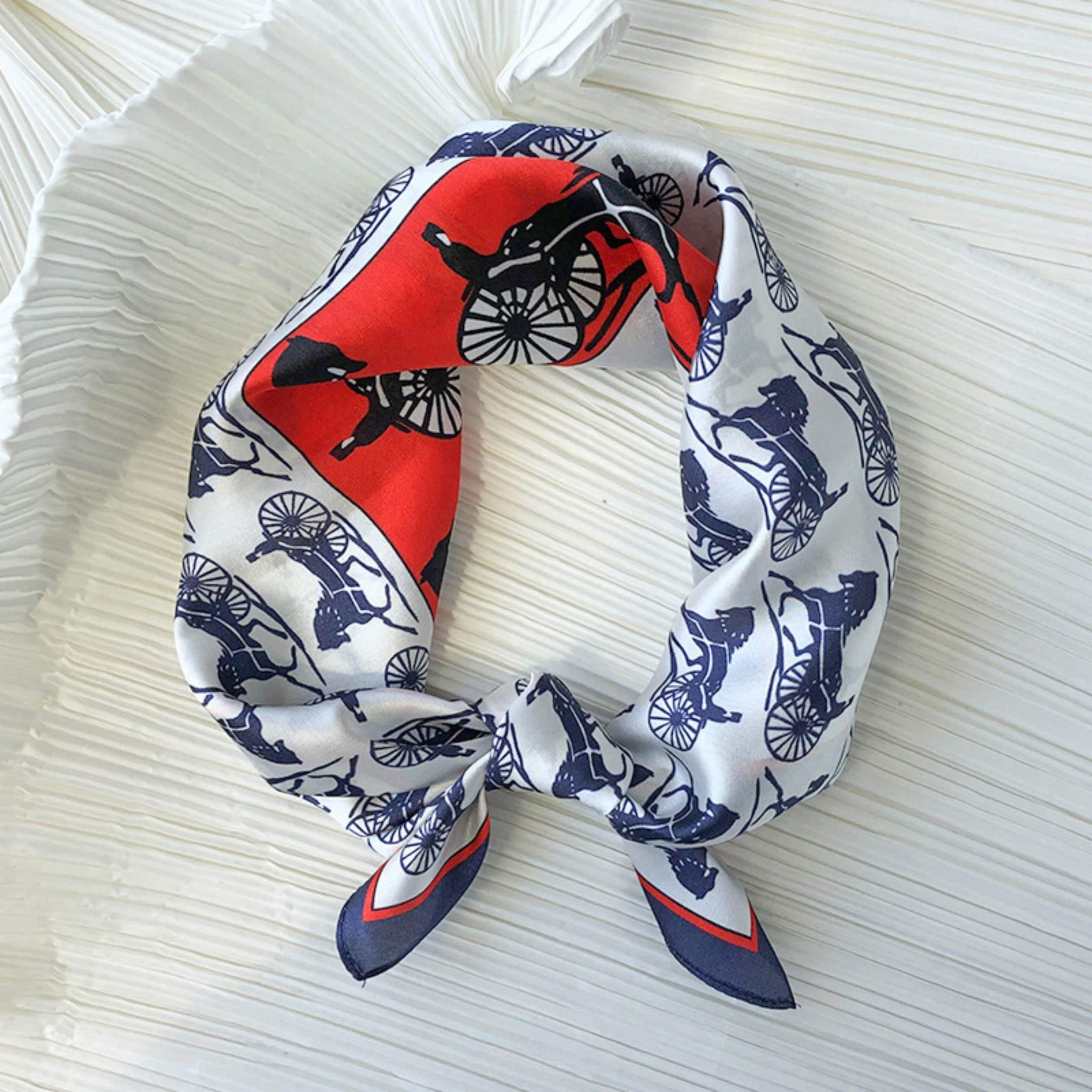 Retro carriage figure 100% mulberry Silk Scarf/Silk head scarf/Silk hair scarf/Silk neck scarf/Mother&