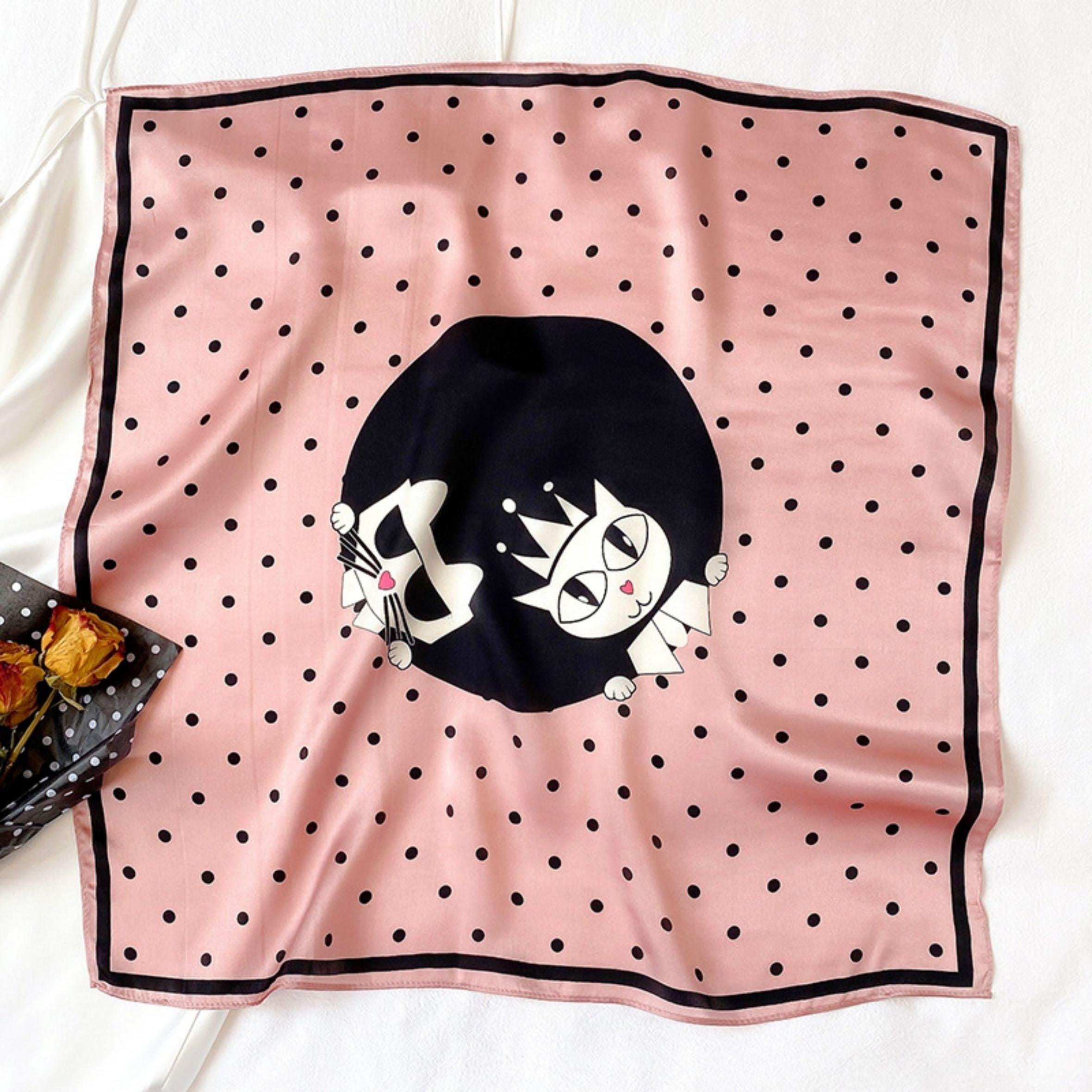 Cute cats 100% Mulberry Silk Scarf/Silk head scarf/Silk hair scarf/Silk neck scarf/Mother&