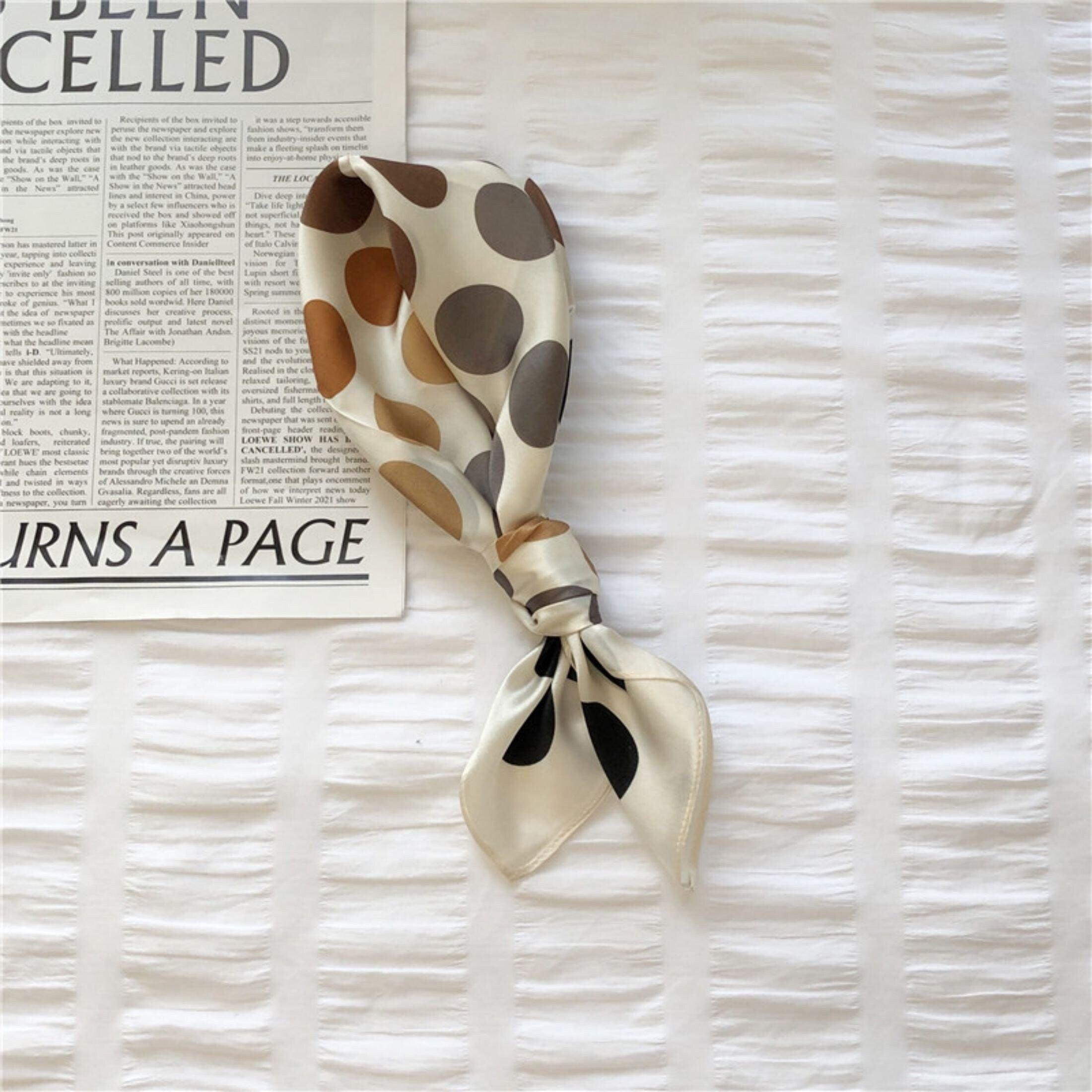 キャラメル水玉 桑100% シルクスカーフ/シルクヘッドスカーフ/シルクヘアスカーフ/シルクネックスカーフ/母の日ギフト/バッグアクセサリー/彼女へのギフト