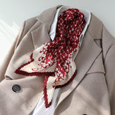 Plissierte Schals für Frauen/Diamantförmiger Schal/Seidenhaarschal/Bandana-Stirnband/Taschenaccessoire/Seidenkopfschal/Geschenke für Sie/Vintage-Rüschen