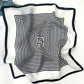Black white Stripes 100% mulberry Silk Scarf/Silk head scarf/Silk hair scarf/Silk neck scarf/Mother's Day Gifts/Bag Accessory/Gift for her