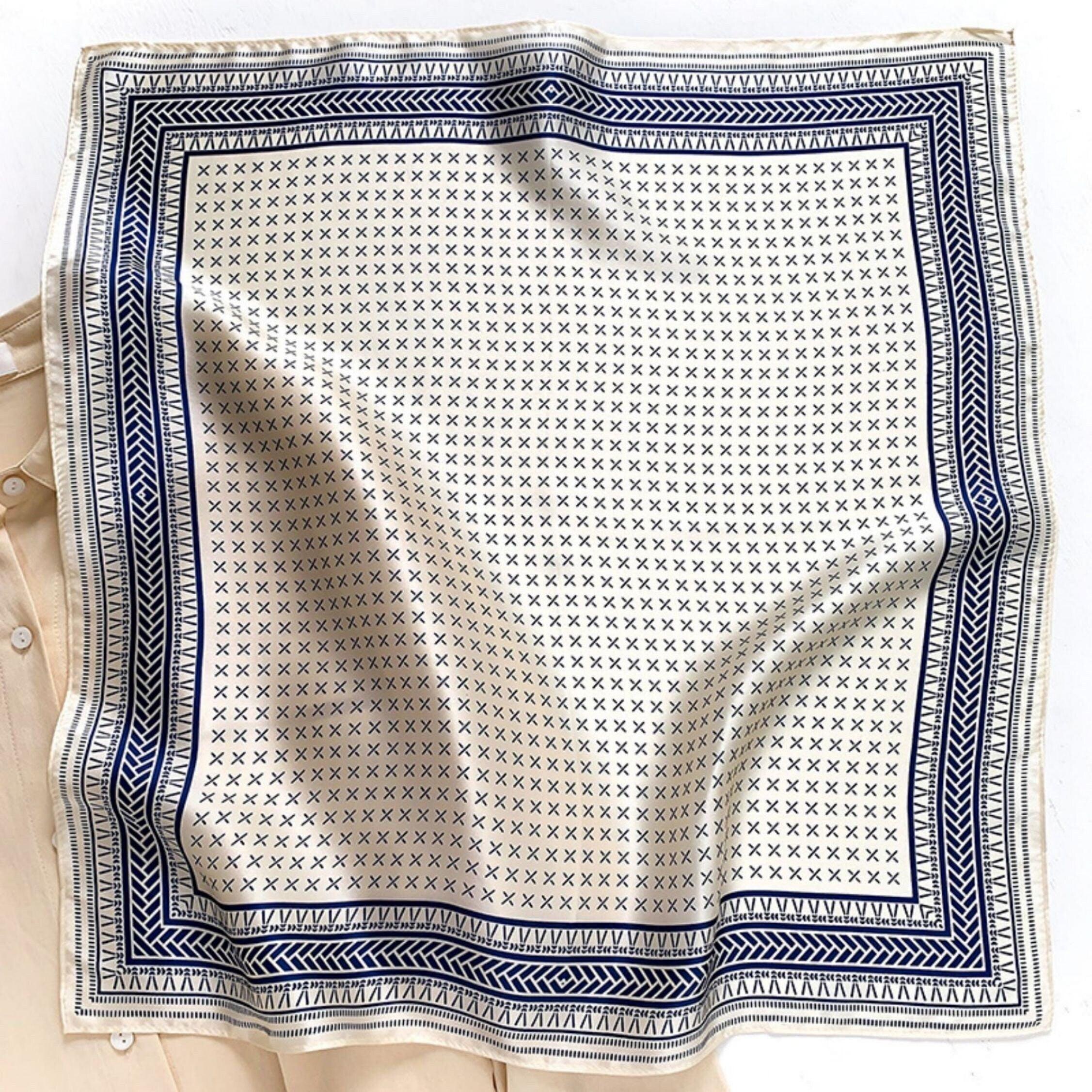 Minimalist Crosshatch 100% mulberry Silk Scarf/Silk head scarf/Silk hair scarf/Silk neck scarf/Mother&