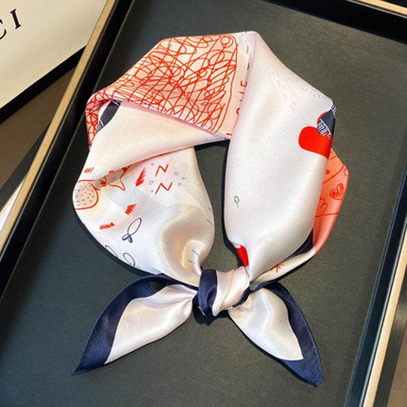 Pink Cat Pattern 100% mulberry Silk Scarf/Silk head scarf/Silk hair scarf/Silk neck scarf/Mother&