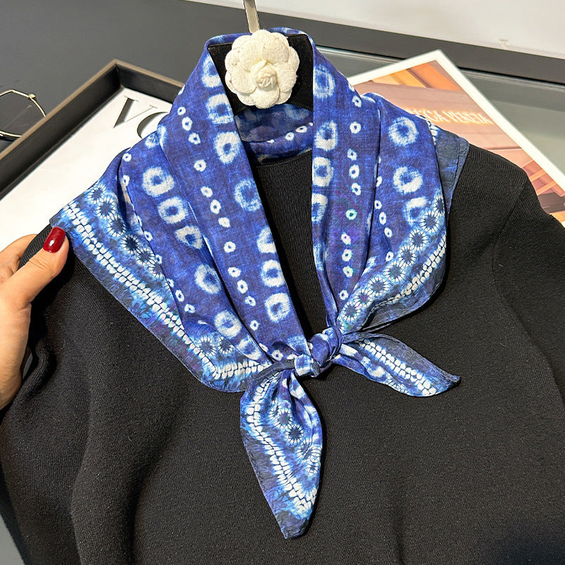 Shibori Silk Cotton Scarf 70cm – Lightweight Summer Giftable Scarf