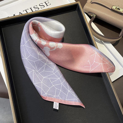 パッチワーク タイダイ フラワー 100% 桑 シルク スカーフ/シルク ヘッド スカーフ/シルク ヘア スカーフ/シルク ネック スカーフ/母の日のギフト/バッグ アクセサリー/彼女へのギフト