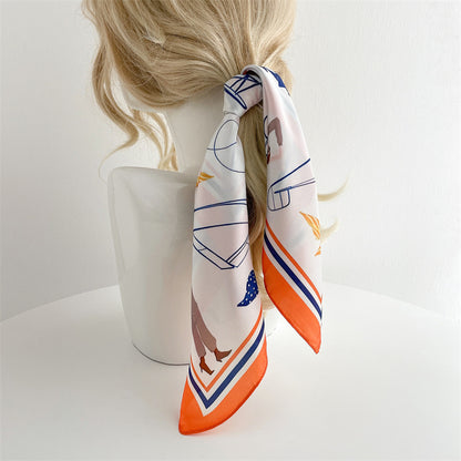 Vintage Pilot Stewardess scarf, Silk textured scarf, Sun protection satin scarf, Neck scarf, Satin Shawl, Gift