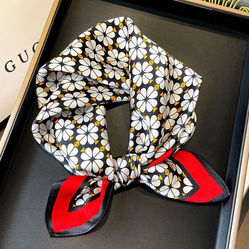 Small floral print 100% mulberry Silk Scarf/Silk head scarf/Silk hair scarf/Silk neck scarf/Mother&