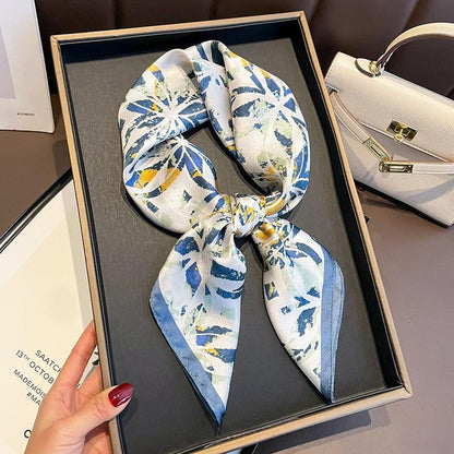 Minimalist Broken Flower mulberry silk scarf/65CM 100% mulberry silk scarf/Silk shawl/Gift for her