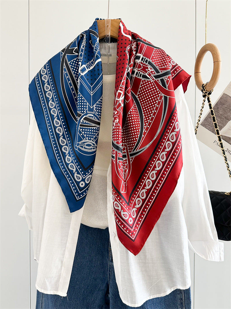 Red & Blue Harness – 100% Silk Twill Scarf 90cm