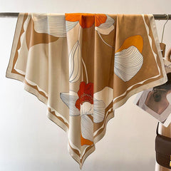 Gelber Flora großer Seidenschal/Seidentwill-Satin/9090 cm/Seidenschal/Seidenbandana/Großer Satinschal/Geschenk für Sie/Muttertagsgeschenke