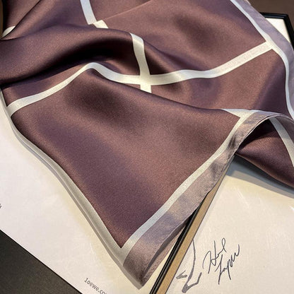 Deep Rose Minimalist Checkerboard mulberry silk scarf/65CM 100% mulberry silk scarf/Silk shawl/Gift for her