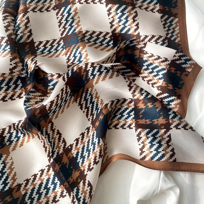 Scottish Plaid Silk Scarf/100% mulberry Silk Scarf/Silk head scarf/Silk hair scarf/Silk neck scarf/Silk bandana/Bag Accessory/Gift for her