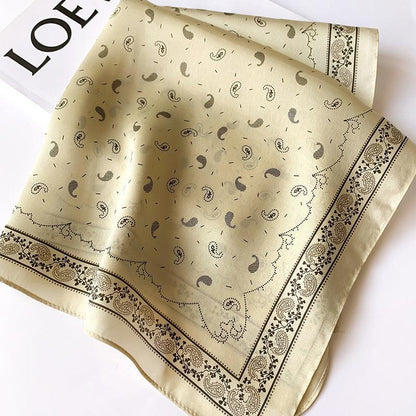 Hellgelber Paisley-Seidenschal/100 % Maulbeerseidenschal/Seidenkopfschal/Seidenhaarschal/Seidenhalstuch/Seidenbandana/Taschenaccessoire/Geschenk für Sie
