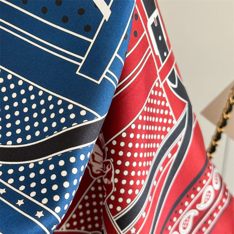 Red &amp; Blue Harness – 100% Silk Twill Scarf 90cm