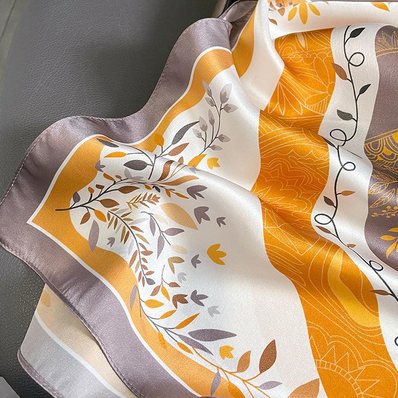 ムースプリント 100% 桑シルクスカーフ/シルクヘッドスカーフ/シルクヘアスカーフ/シルクネックスカーフ/母の日ギフト/バッグアクセサリー/彼女へのギフト