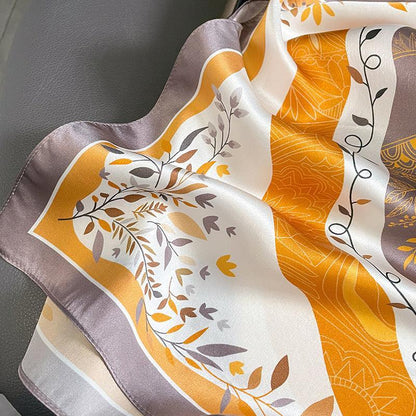 ムースプリント 100% 桑シルクスカーフ/シルクヘッドスカーフ/シルクヘアスカーフ/シルクネックスカーフ/母の日ギフト/バッグアクセサリー/彼女へのギフト