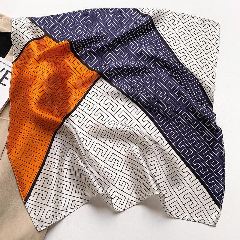 Geometric Color Blocking 100% mulberry Silk Scarf/Silk head scarf/Silk hair scarf/Silk neck scarf/Mother&