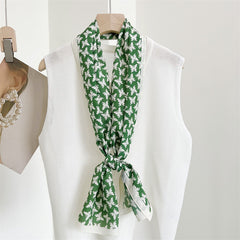 Grass Green Butterfly Print Silk Scarf, Luxurious 100% Double Crepe Silk Scarf - Perfect Gift for Her