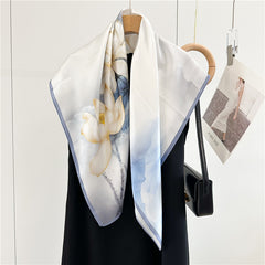 Lotus Whisper – 100% Silk Crepe de Chine Scarf 90cm