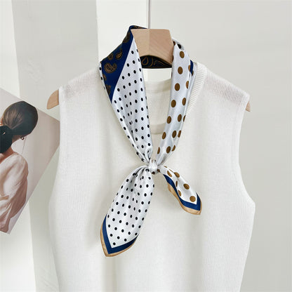 Paisley &amp; Polka Dot Patchwork 100% Mulberry Silk Scarf - 65CM Silk Shawl, Gift for Her, Elegant Silk Accessory