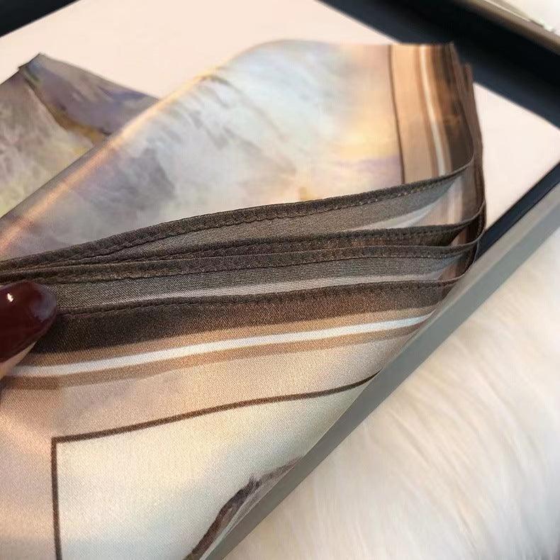 藤色水彩 100% 桑 シルク スカーフ/シルク ヘッド スカーフ/シルク ヘア スカーフ/シルク ネック スカーフ/母の日のギフト/バッグ アクセサリー/彼女へのギフト