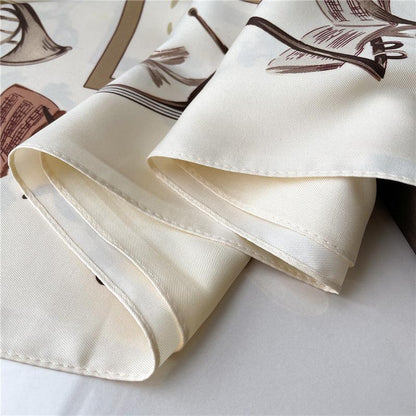 White Elegant Chic Large Satin Scarf | 90x90cm Bandana | Twill Satin Shawl | Perfect Gift for Her, Mother&
