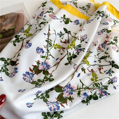 Oriental Aesthetic Chic Large Satin Scarf | 90x90cm Bandana | Twill Satin Shawl | Perfect Gift for Her, Mother&