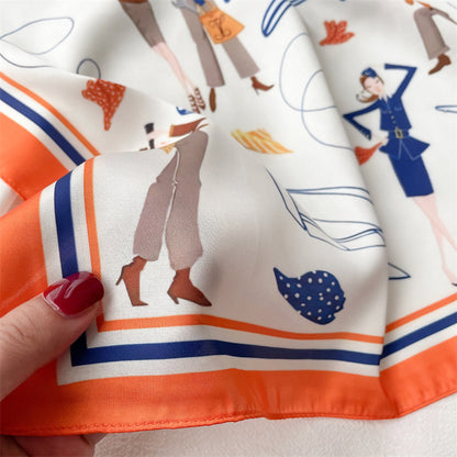 Vintage Pilot Stewardess scarf, Silk textured scarf, Sun protection satin scarf, Neck scarf, Satin Shawl, Gift