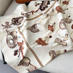 Weißer eleganter großer quadratischer Schal/Seidentwill-Satin/9090 cm/Seidenschal/Seidenbandana/Großer Satinschal/Geschenk für Sie/Muttertagsgeschenke