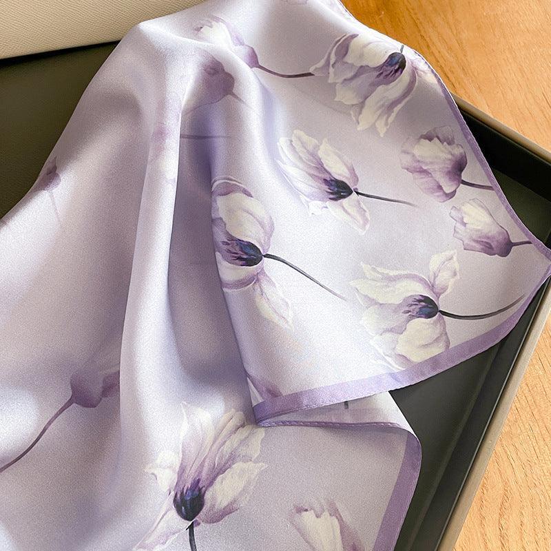 Rosa Frühlingsblumen Schal aus 100 % Maulbeerseide/Kopftuch aus Seide/Haarschal aus Seide/Halstuch aus Seide/Muttertagsgeschenke/Taschenaccessoire/Geschenk für Sie