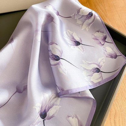 Rosa Frühlingsblumen Schal aus 100 % Maulbeerseide/Kopftuch aus Seide/Haarschal aus Seide/Halstuch aus Seide/Muttertagsgeschenke/Taschenaccessoire/Geschenk für Sie