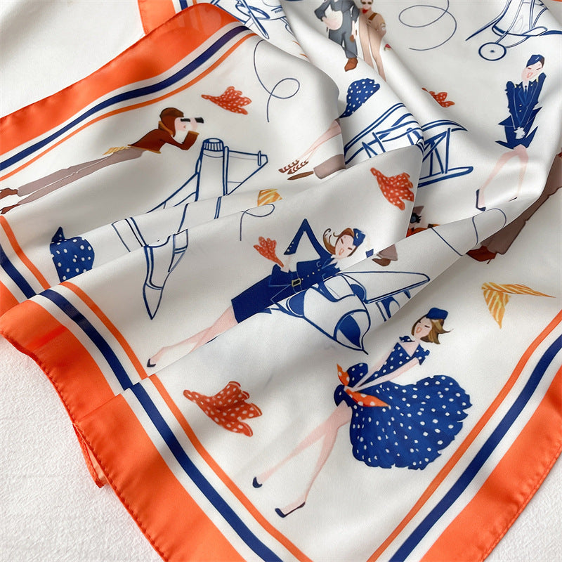 Vintage Pilot Stewardess scarf, Silk textured scarf, Sun protection satin scarf, Neck scarf, Satin Shawl, Gift