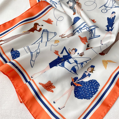 Vintage Pilot Stewardess scarf, Silk textured scarf, Sun protection satin scarf, Neck scarf, Satin Shawl, Gift