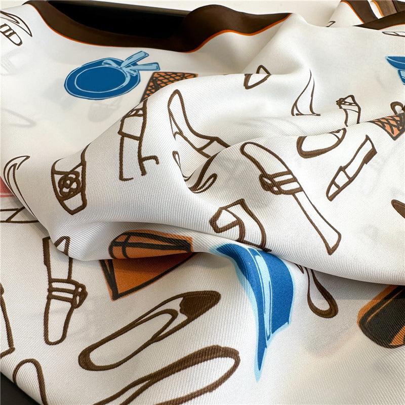 Pink Fresh Pattern Chic Large Satin Scarf | 90x90cm Bandana | Twill Satin Shawl | Perfect Gift for Her, Mother&