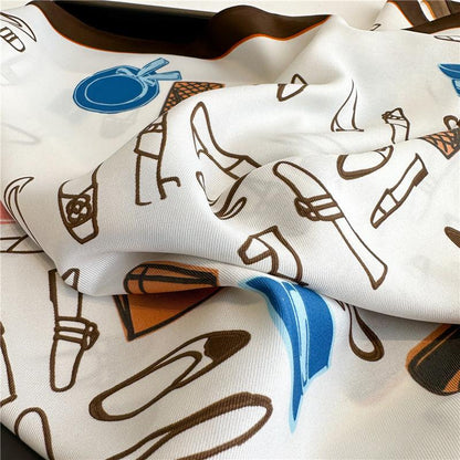 Pink Fresh Pattern Chic Large Satin Scarf | 90x90cm Bandana | Twill Satin Shawl | Perfect Gift for Her, Mother&