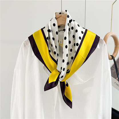 New Arrival: Green Border Polka Dot 100% Mulberry Silk Scarf - 65CM Square Shawl, Elegant Gift for Her