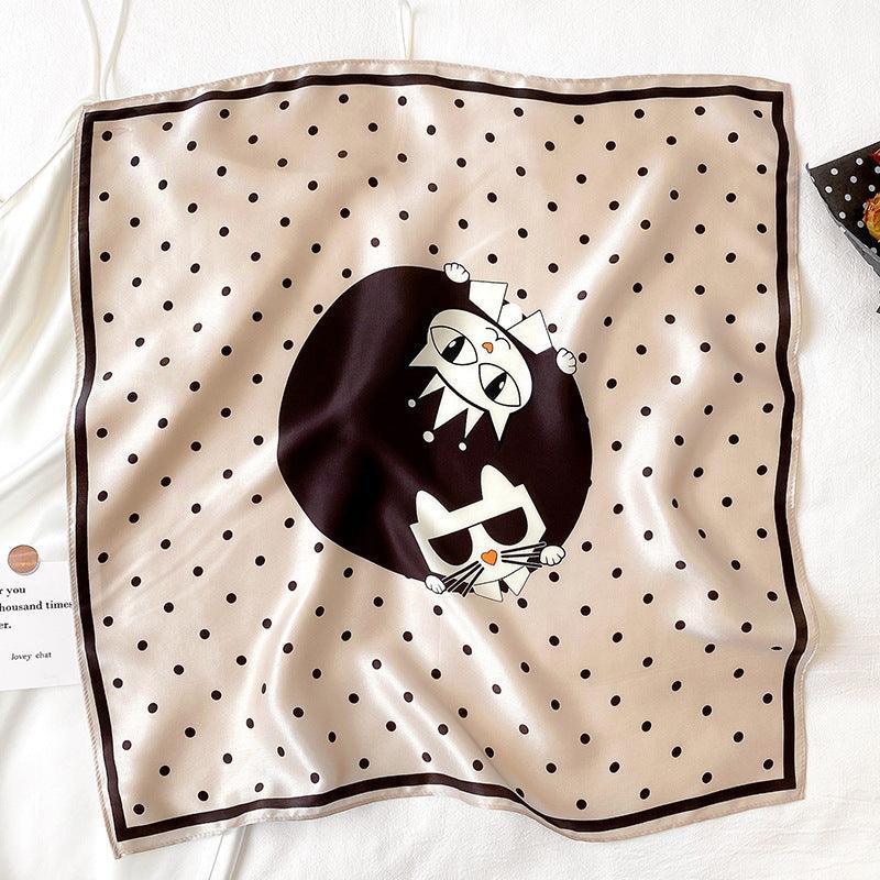 Cute cats 100% Mulberry Silk Scarf/Silk head scarf/Silk hair scarf/Silk neck scarf/Mother&