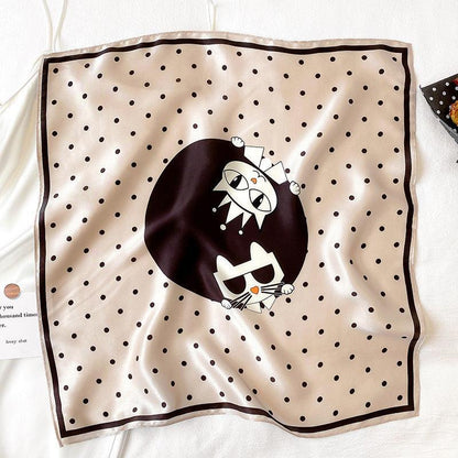 Cute cats 100% Mulberry Silk Scarf/Silk head scarf/Silk hair scarf/Silk neck scarf/Mother&