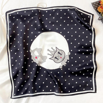 Cute cats 100% Mulberry Silk Scarf/Silk head scarf/Silk hair scarf/Silk neck scarf/Mother&