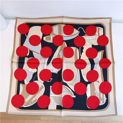 Roter Polka Dot Print Schal aus 100 % Maulbeerseide/Kopftuch aus Seide/Haarschal aus Seide/Halstuch aus Seide/Muttertagsgeschenke/Taschenaccessoire/Geschenk für Sie