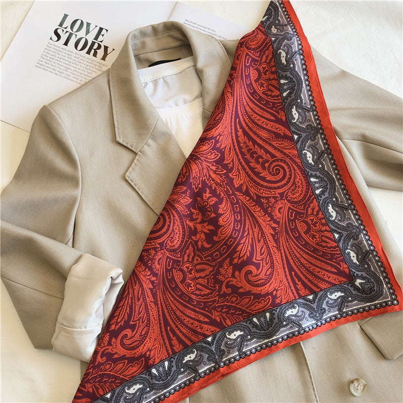 Red Vintage Paisley silk scarf/100% mulberry Silk Scarf/Mens