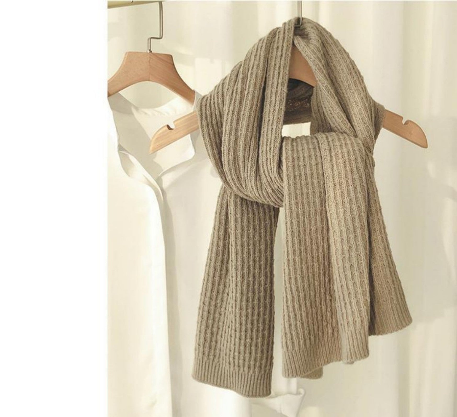 Knitted Plaid Shawl Cape with Buckle - Versatile and Warm Scarf Wrap for Women