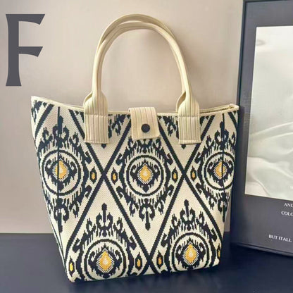 Ikat-Inspired Pattern Knit Tote