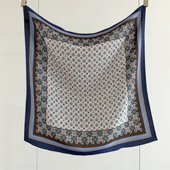 26'' Blue Polka Dot Mulberry Silk Scarf – Old Money Style Square Silk Shawl for Women, Elegant & Timeless Accessory
