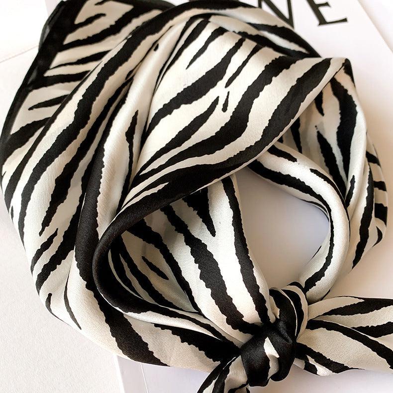 Zebrastreifen 100 % Maulbeerseidenschal/Seidenkopfschal/Seidenhaarschal/Seidenhalsschal/Muttertagsgeschenke/Taschenaccessoire/Geschenk für Sie