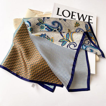 Polka Dot Paisley Pattern Patchwork silk scarf/100% mulberry Silk Scarf/Silk head scarf/Silk hair scarf/Silk neck scarf/Silk bandana/Bag Accessory