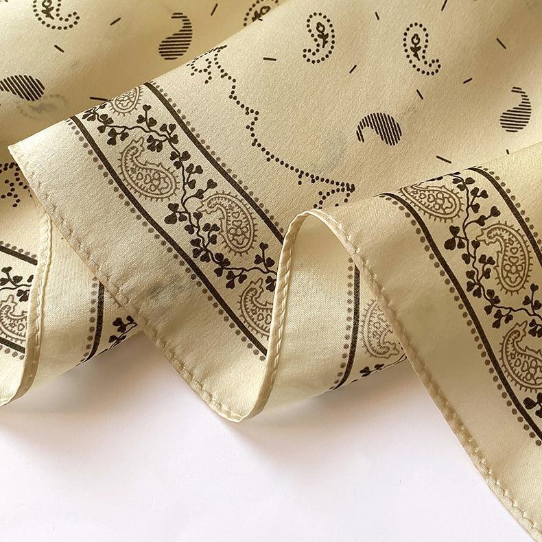 Hellgelber Paisley-Seidenschal/100 % Maulbeerseidenschal/Seidenkopfschal/Seidenhaarschal/Seidenhalstuch/Seidenbandana/Taschenaccessoire/Geschenk für Sie