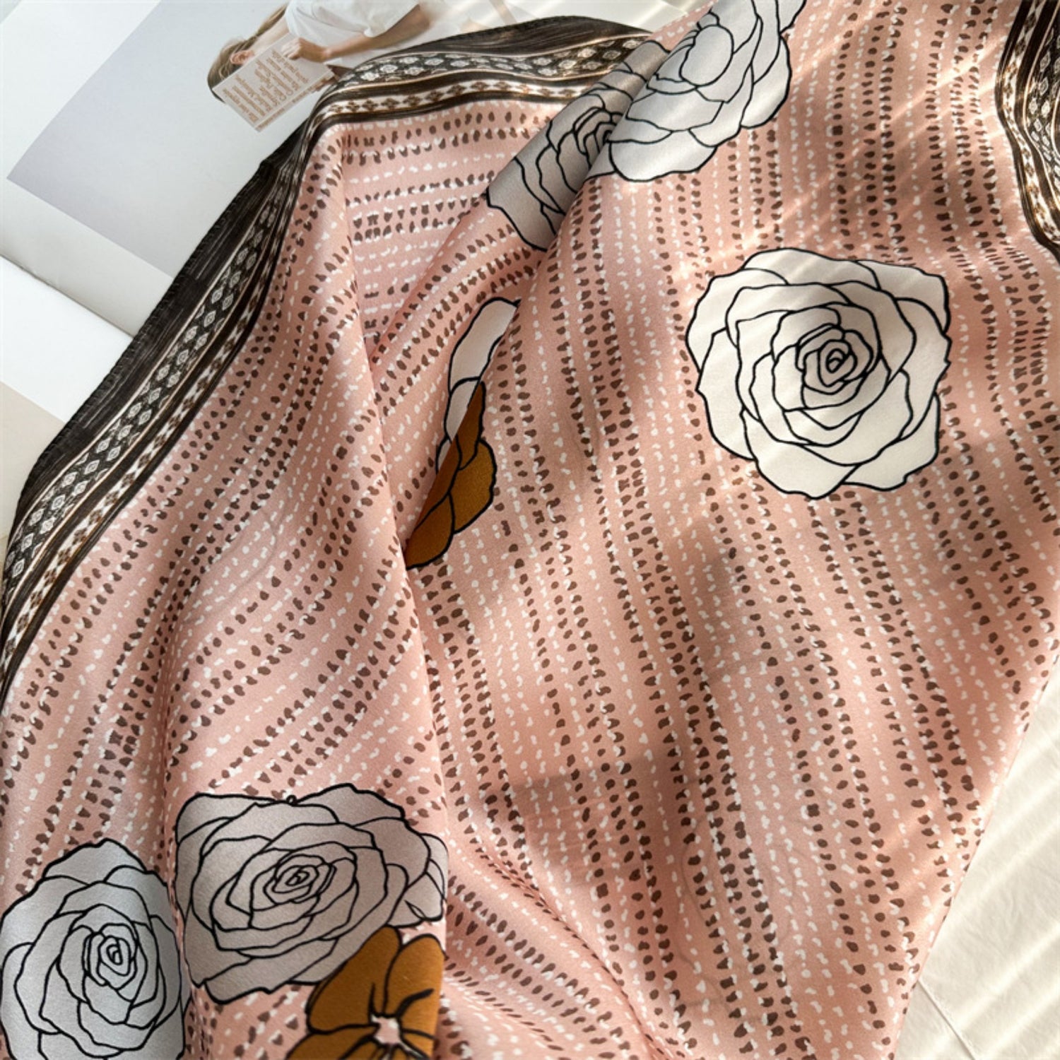 Pink Camellia 100% Mulberry Silk Scarf | 26&