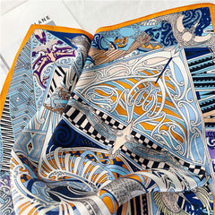 65cm Fashion Element Mulberry Silk Scarf – Women's Autumn Style, Versatile Square Silk Scarf