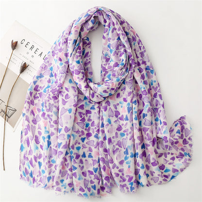Spring and summer thin cotton and linen feel scarf colored magnet geometric  scarf shawl women